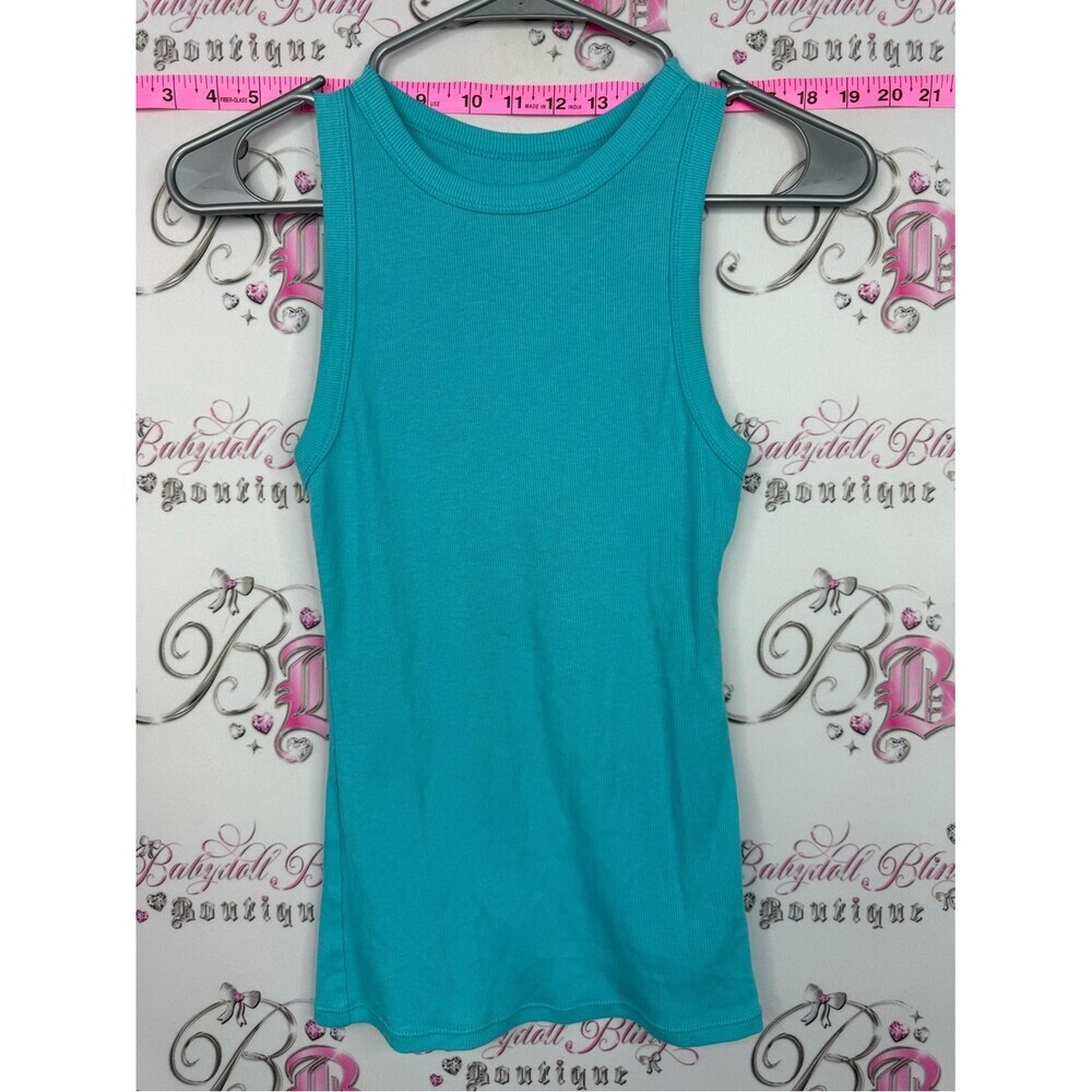 a new day Bright Teal Ribbed Tank